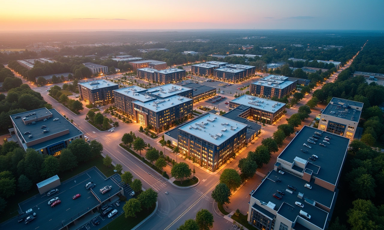 Aerial view of Alpharetta Georgia Avalon mixed-use development corridor GA-400